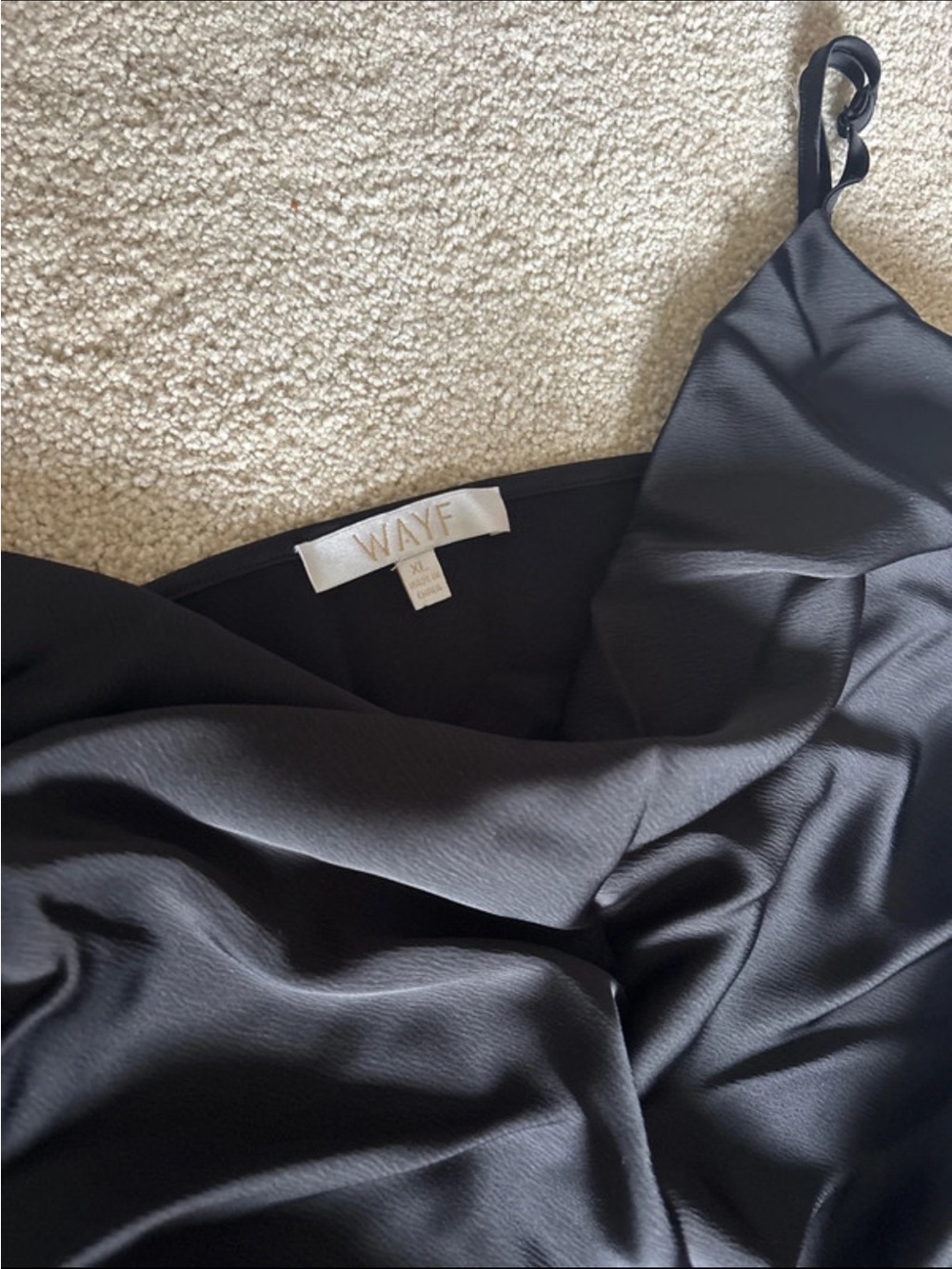 Wayf Black Satin Ruched Mini Dress - Picture 3 of 4